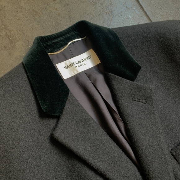 Hedi Slimane × Saint Laurent Paris $4,500 Heavy Lurex Wool and Silk Long Coat Br - Picture 11 of 14